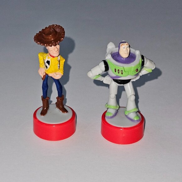 2 Toy Story Buzz Lightyear Woody Disney Small Figure Lot Birthday Cake Topper - Picture 2 of 7